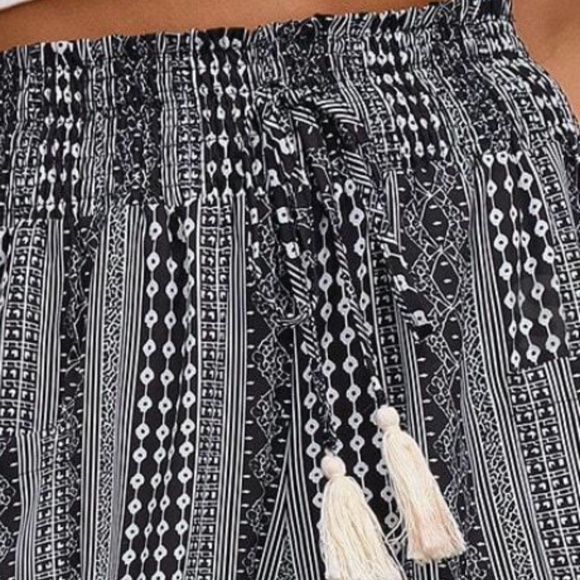 Boho Black Geo Print Stretch Waist Joggers - Picture 2 of 6